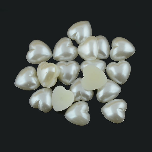 ABS Pearl Acrylic Cabochons, Imitation Pearl, Heart,10*9.5MM