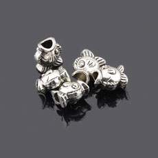 Tibetan Style European Beads,Alloy,Fish,Antique Silver Color,size:14mm*12mm,hole:5mm