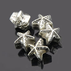 Tibetan Style European Beads,Alloy,Antique Silver Color,size:13mm*7mm,hole:4.5mm