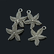 Tibetan Style Metal Pendant,Starfish,Alloy,Antique Silver Color,size:20mm*24mm,hole:2mm