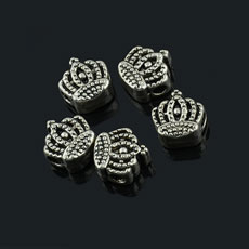 Tibetan Style European Beads,Crown,Alloy,Antique Silver Color,size:13mm*6mm*12mm,hole:3mm