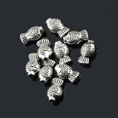 Tibetan Style Metal Beads,Fish,Alloy,Antique Silver Color,size:5mm*9mm,hole:1mm