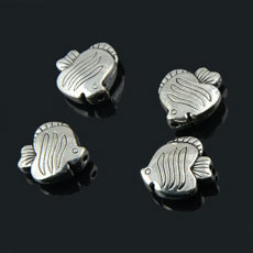 Tibetan Style Metal Beads,Fish,Alloy,Antique Silver Color,size:18mm*18mm,hole:1.5mm