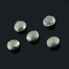 Tibetan Style Metal Beads,Fish,Alloy,Antique Silver Color,size:14mm*19mm,hole:1mm