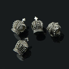 Tibetan Style European Beads,Crown,Alloy,Antique Silver Color,size:16mm*8mm*10mm,hole:5mm