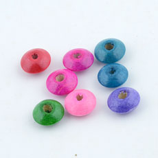 Korean Accessories Style Wood Beads,Flat Round,Mixed Color,size:6mm*12mm,hole:3mm