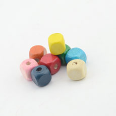 Korean Style Wood Beads,Cube,Mixed Color,size:10mm*10mm,hole:2.5-3mm