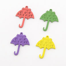 Korean Style Wood Beads,Umbrella,Mixed Color,size:39mm*36mm*2mm,hole:1mm