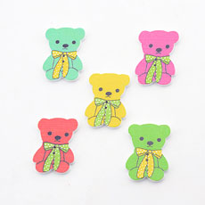 Korean Style Wood Beads,Bear,Mixed Color,size:23mm*32mm*2mm,hole:1mm