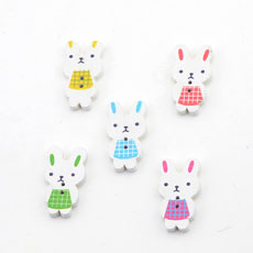 Korean Style Wood Beads,Rabbit,Mixed Color,size:16mm*30mm*3mm,hole:1mm