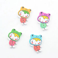 Korean Style Wood Beads,Girl,Mixed Color,size:20mm*30mm*2.5mm,hole:1mm