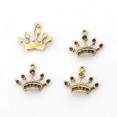 Korean Style Alloy Pendant,Crown,Alloy,Antique Gold Color,size:21mm*19mm,hole:1.5mm