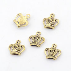 Korean Style Alloy Pendant,Crown,Alloy,Antique Gold Color,size:15mm*16mm,hole:1.5mm