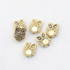 Korean Style Alloy Beads,Owl,Alloy,Antique Gold Color,size:8mm*10mm,hole:1mm