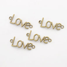 Korean Style Alloy Pendant,Love,Antique Bronze Color,size:40mm*15mm,hole:3mm