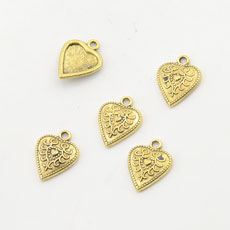 Korean Style Alloy Pendant,Heart,Antique Gold Color,size:12mm*16mm,hole:1.5mm