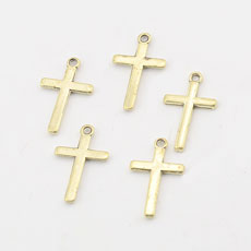 Korean Style Alloy Pendant,Cross,Gold Color,size:13mm*21mm,hole:1mm