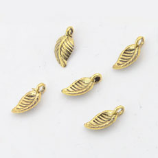 Korean Style Alloy Pendant,Leaf,Antique Gold Color,size:8mm*15mm,hole:2mm