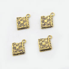 Korean Style Alloy Pendant,Book,Antique Gold Color,size:12mm*17mm,hole:2mm