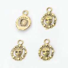 Korean Style Alloy Pendant,Skull,Antique Gold Color,size:16mm*22mm,hole:3.5mm