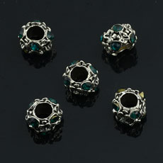 Alloy European Beads,Nickel Free, size:7mm*11mm ,Hole:6mm