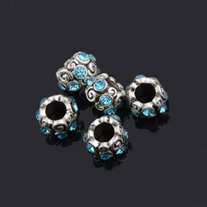 Alloy European Beads,Nickel Free, size:7mm*11mm ,Hole:5mm