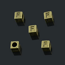 European Beads,Cube with letter F,Alloy,Antique Bronze   Color,size:7mmx7mm,hole:4mm