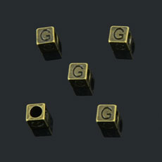 European Beads,Cube with letter G,Alloy,Antique Bronze   Color,size:7mmx7mm,hole:4mm