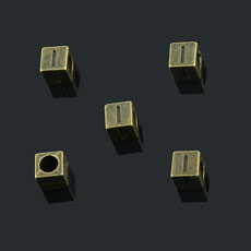 European Beads,Cube with letter I,Alloy,Antique Bronze   Color,size:7mmx7mm,hole:4mm