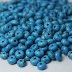 6MM Blue Turquoise Round Flat Spacer Beads