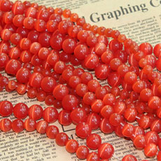 4MM Natural Red Opal Round Beads
