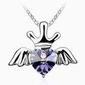 Necklace Austria crystal - Crown Angel (pale pinkish purple violet)