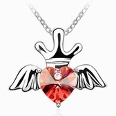 Necklace Austria crystal - Crown Angel (water lilies red)