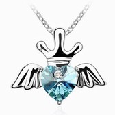Necklace Austria crystal - Crown Angel (navy blue)