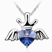 Necklace Austria crystal - Crown Angel (blue)