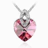 Austria crystal Crystal Elements Necklace - Hearts Large Yue (Rose)