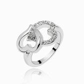 Austria crystal Crystal Ring - Heart to Heart (White) 11-13-15