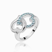 Austria crystal Crystal Ring - Heart to Heart (navy blue) 11-13-15