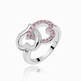 Austria crystal Crystal Ring - Heart to Heart (light Rose) 11-13-15