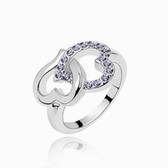 Austria crystal Crystal Ring - Heart to Heart (pale pinkish purple violet) 11-13-15
