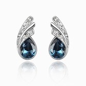 Austria crystal crystal ear elements - water drip (ink blue)