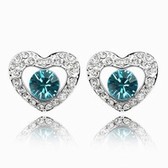 Austria crystal crystal earrings elements - love life (Blue Zircon)