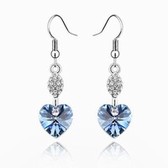 Austria crystal Crystal Earrings - Peach Heart (light blue)