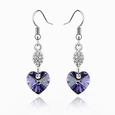 Austria crystal Crystal Earrings - Peach Heart (pale pinkish purple violet)