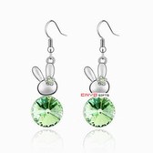 Austria crystal Crystal Earrings - faces the prospect of rabbit (Olive)