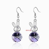 Austria crystal Crystal Earrings - faces the prospect of rabbits (pale pinkish purple violet)