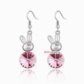 Austria crystal Crystal Earrings - faces the prospect of rabbit (Rose)