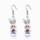 Austria crystal crystal elements - big ears rabbit earrings (pale pinkish purple violet)