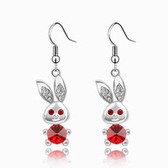 Austria crystal crystal elements - big ears rabbit earrings (light red)