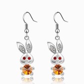 Austria crystal crystal elements - big ears rabbit earrings (yellow crystals)